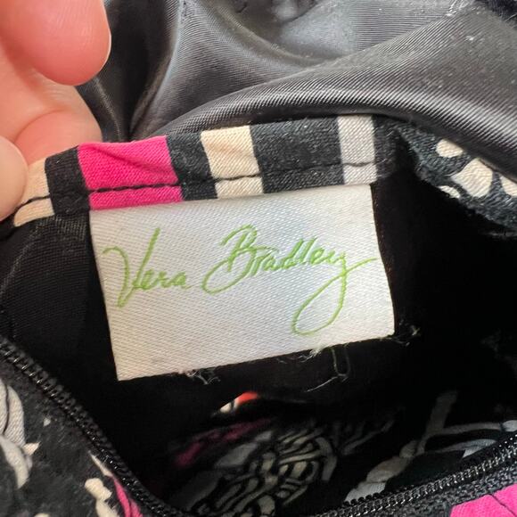 Vera Bradley Zebra Pattern Crossbody Purse & Cosmetic Bag Set Black White Pink - Picture 9 of 9